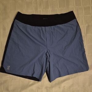 On Running Men's Athlentic Shorts With Built-In Underwear Purple and Black